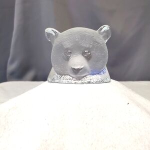 Vintage '85 Nybro Sweden Crystal Panda Bear Figurine Paperweight